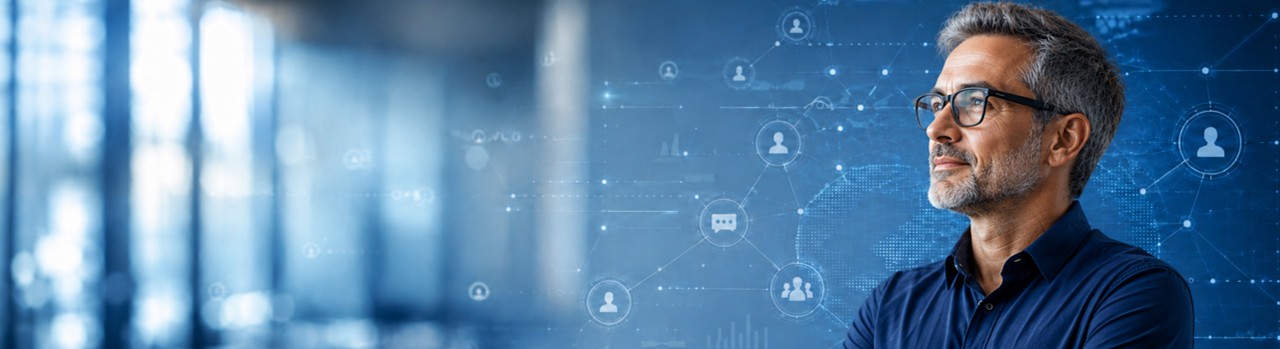 Header Symbolbild Führung und Zusammenarbeit in der digitalen Arbeitswelt | KI-generiert