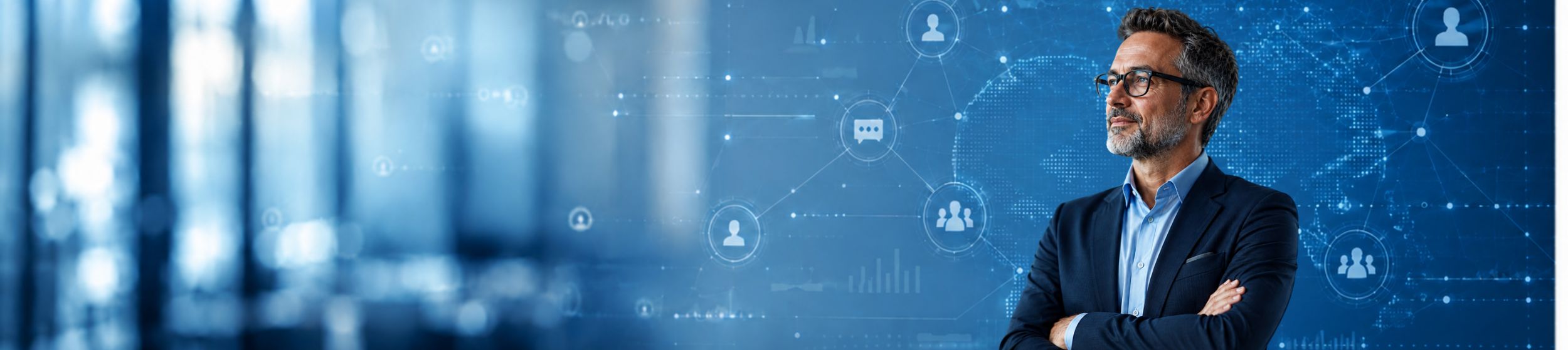 Header Führung und Zusammenarbeit in der digitalen Arbeitswelt | KI-generiert